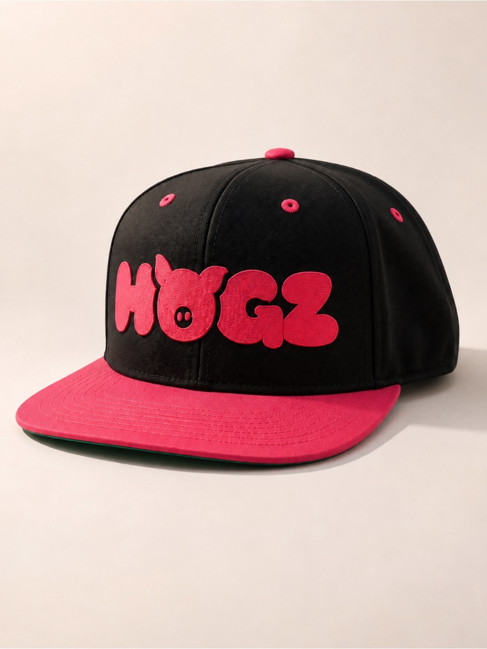 HOGZ Black & Hot Pink Snapback Hat Y2K Streetwear Retro Grunge Graphic Cap